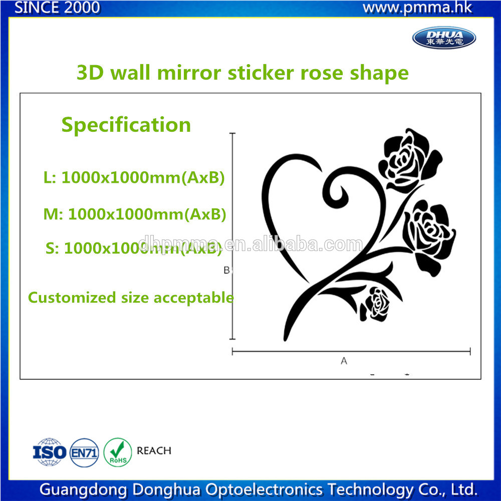 Rose Shape 3D Acrylic Mirror Wall Sticker