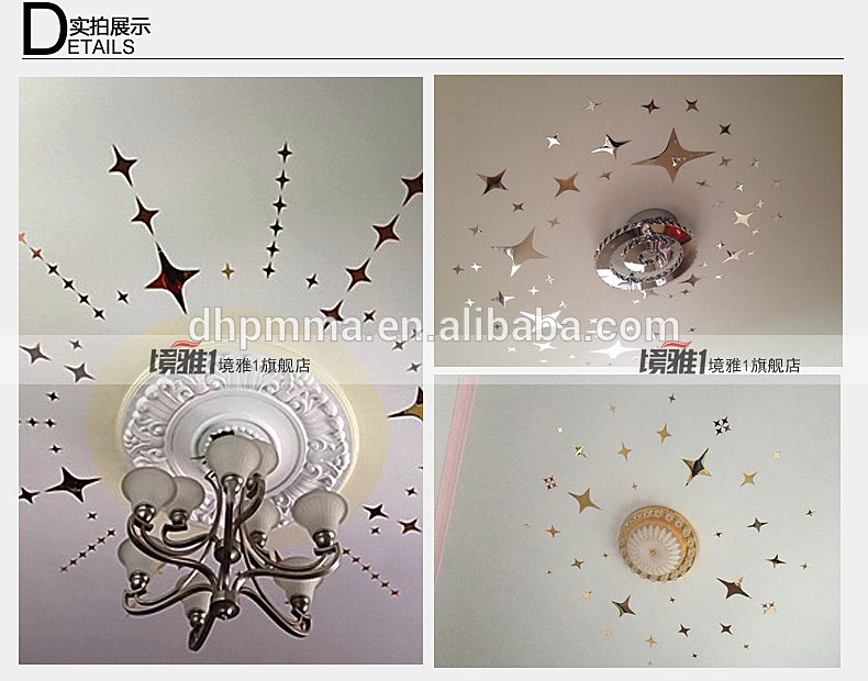 Star Shape Acrylic Mirror Wall Sticker for Ceiling Decoration