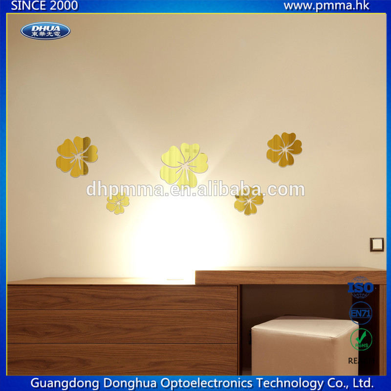 Flower Shaped Self Adhesive Acrylic Mirror Wall Decals Decoration